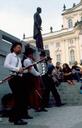 Musicians at the gates to Prague Castle.